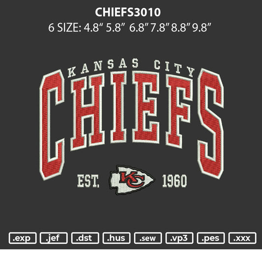 Chiefs3010 Embroidery File 6 sizes
