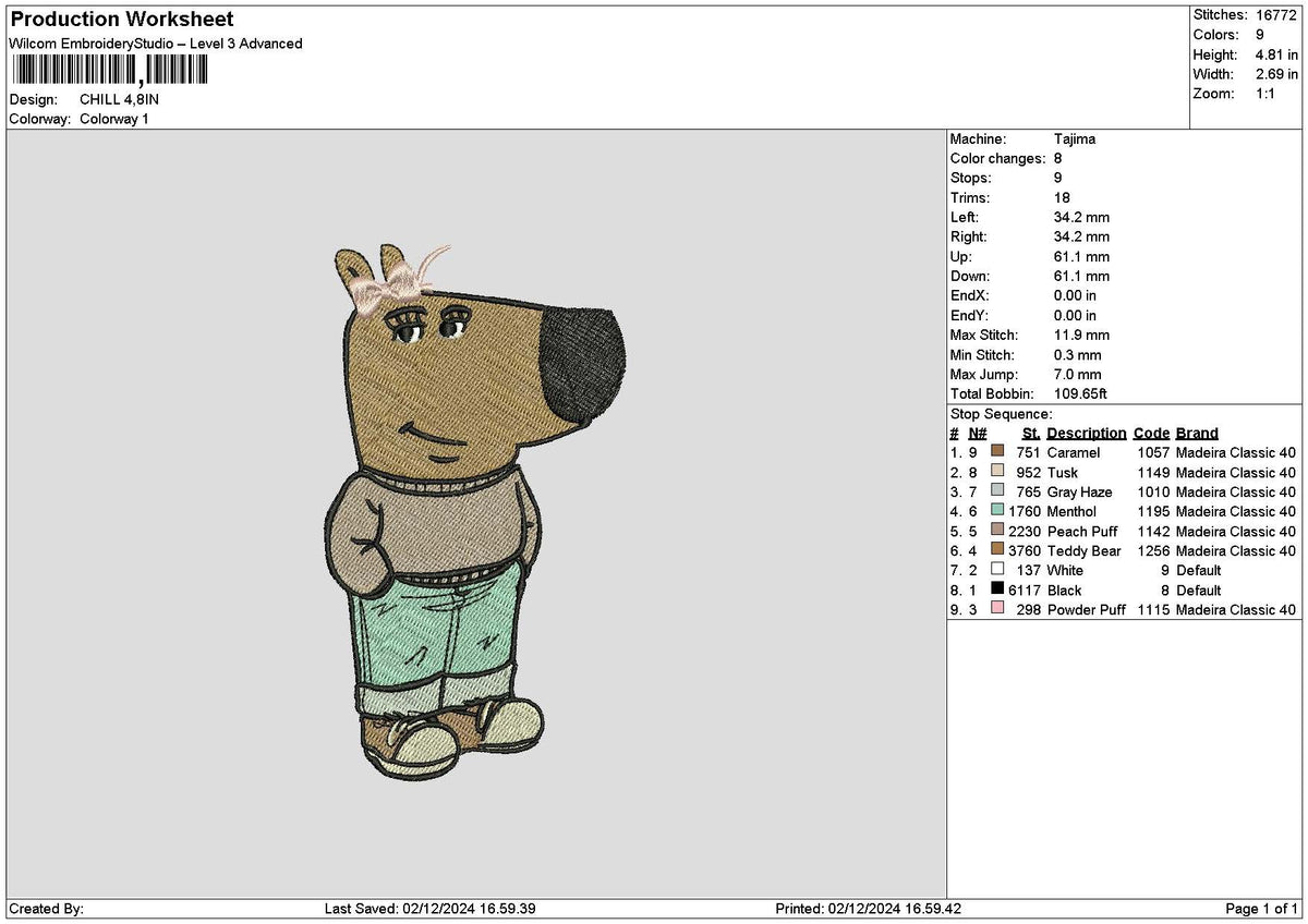 Dog Chill Embroidery File 6 sizes