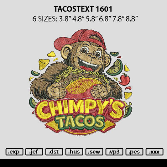 Tacostext 1601 Embroidery File 6 sizes