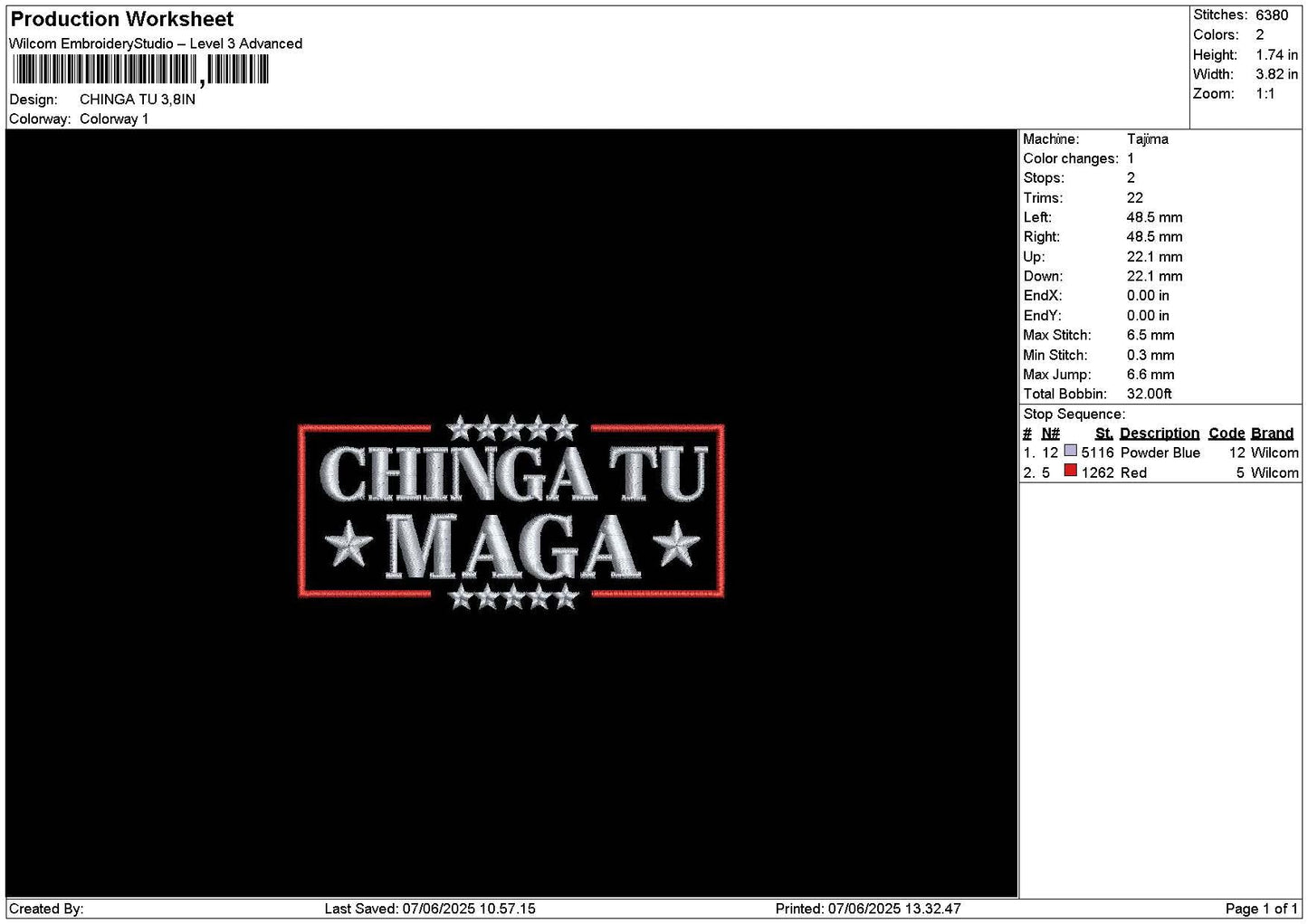 Chingatext Embroidery File 6 sizes