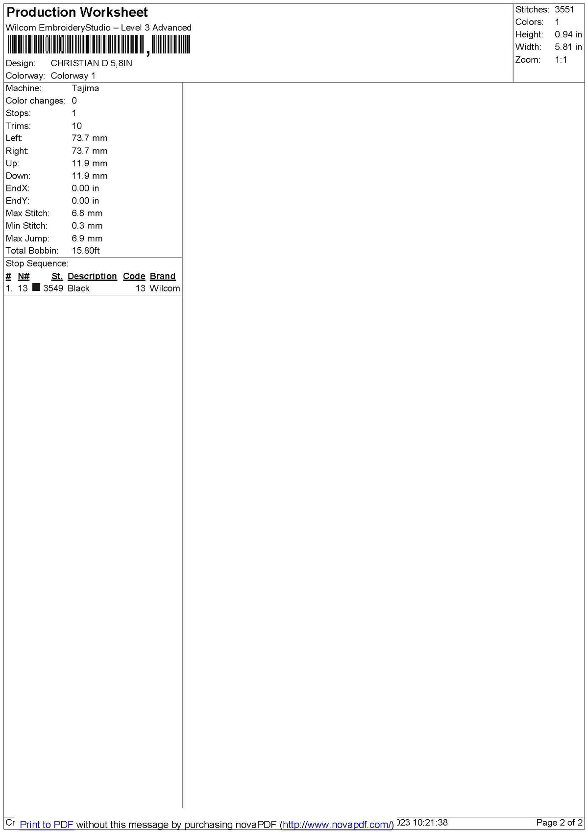 CHRISTIAN D Embroidery File 6 size