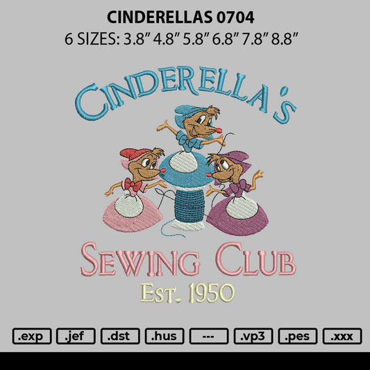 Cinderellas 0704 Embroidery File 6 sizes