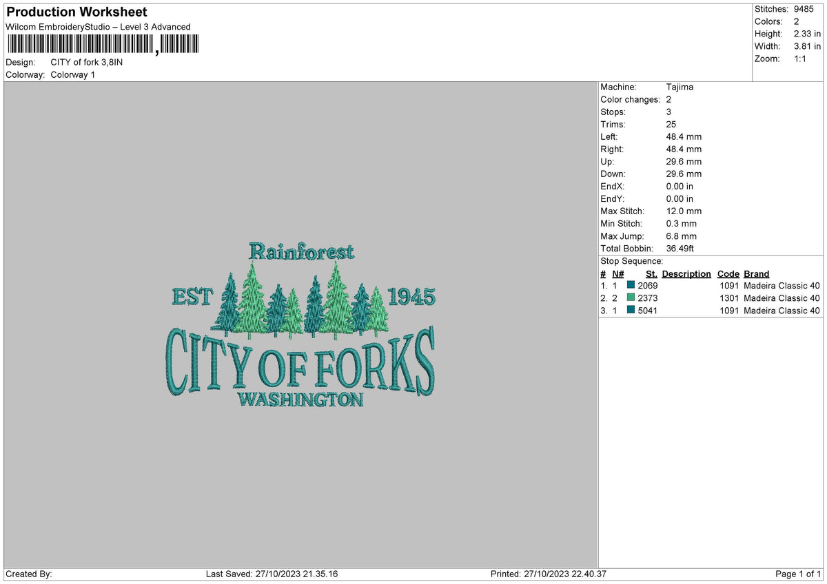 Trees City Embroidery File 6 sizes