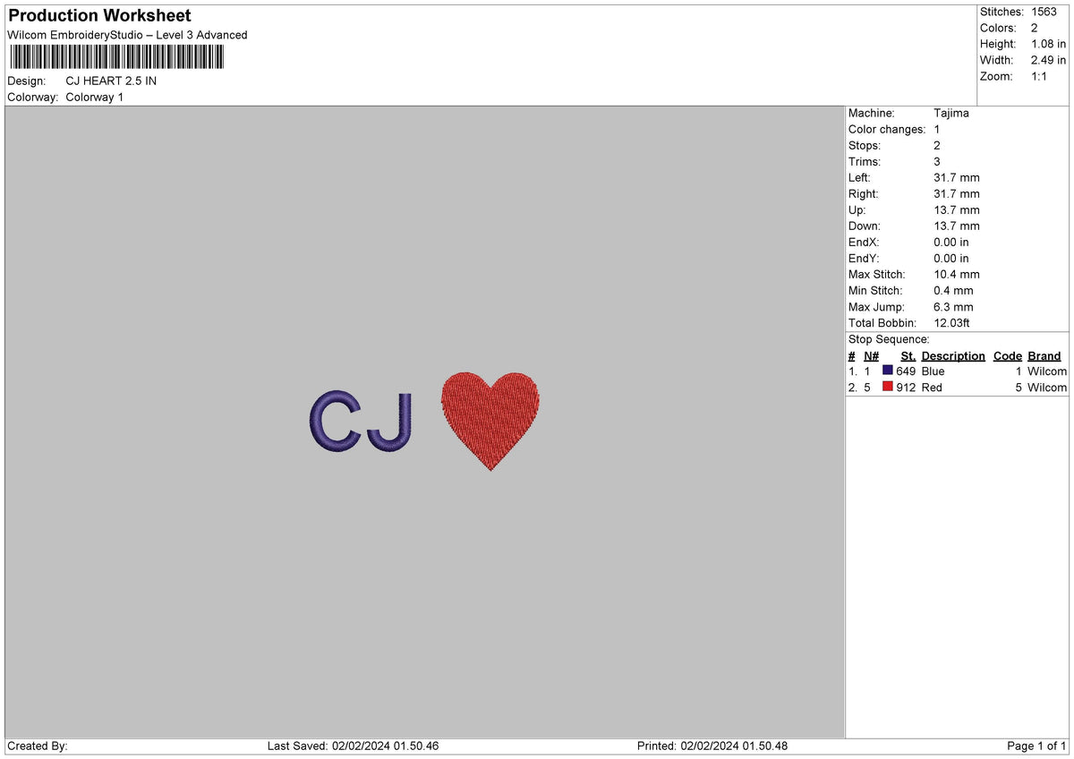 Cj Heart Embroidery File 6 sizes