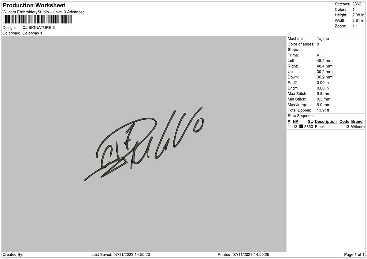 Signature 0711 Embroidery File 6 sizes