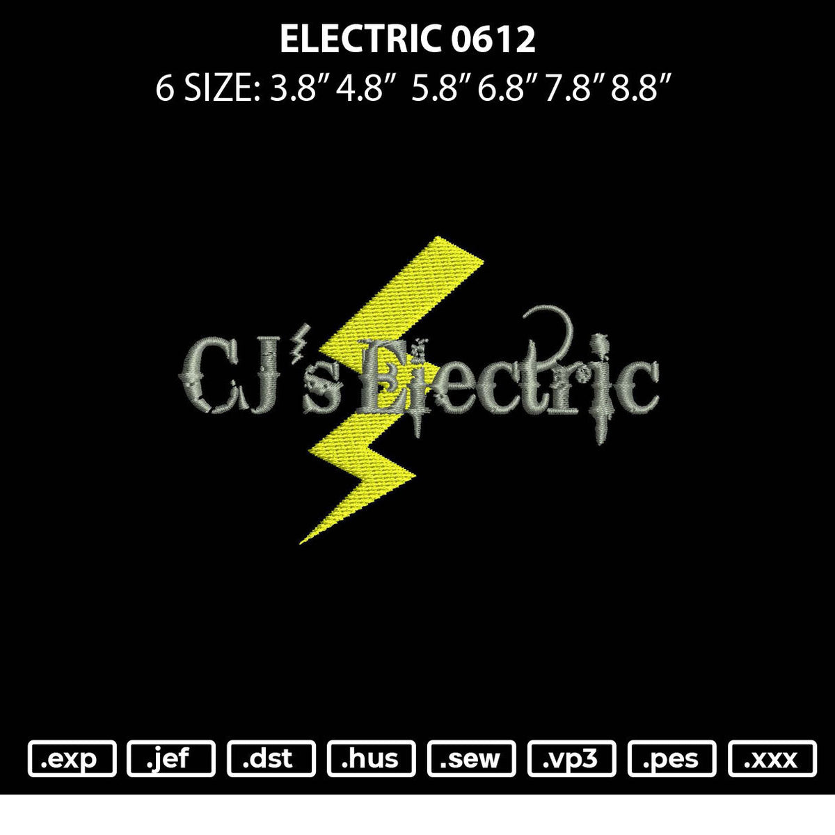 Electric 0612 Embroidery File 6 sizes