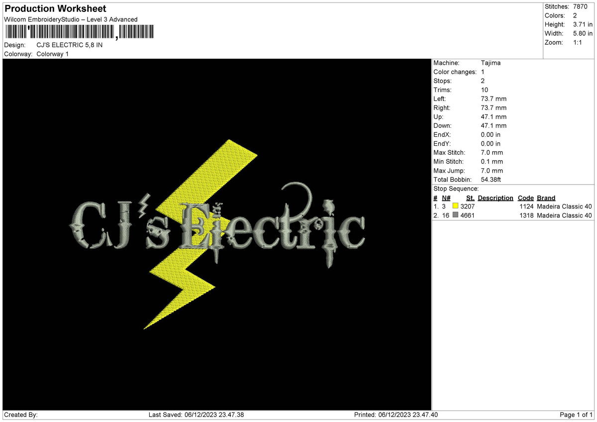 Electric 0612 Embroidery File 6 sizes
