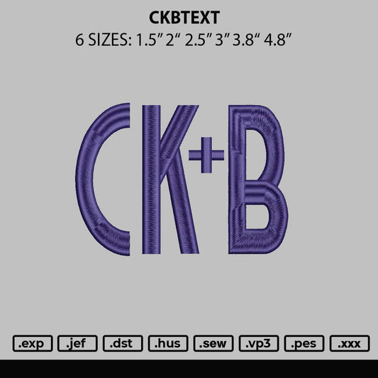 Ckbtext Embroidery File 6 sizes