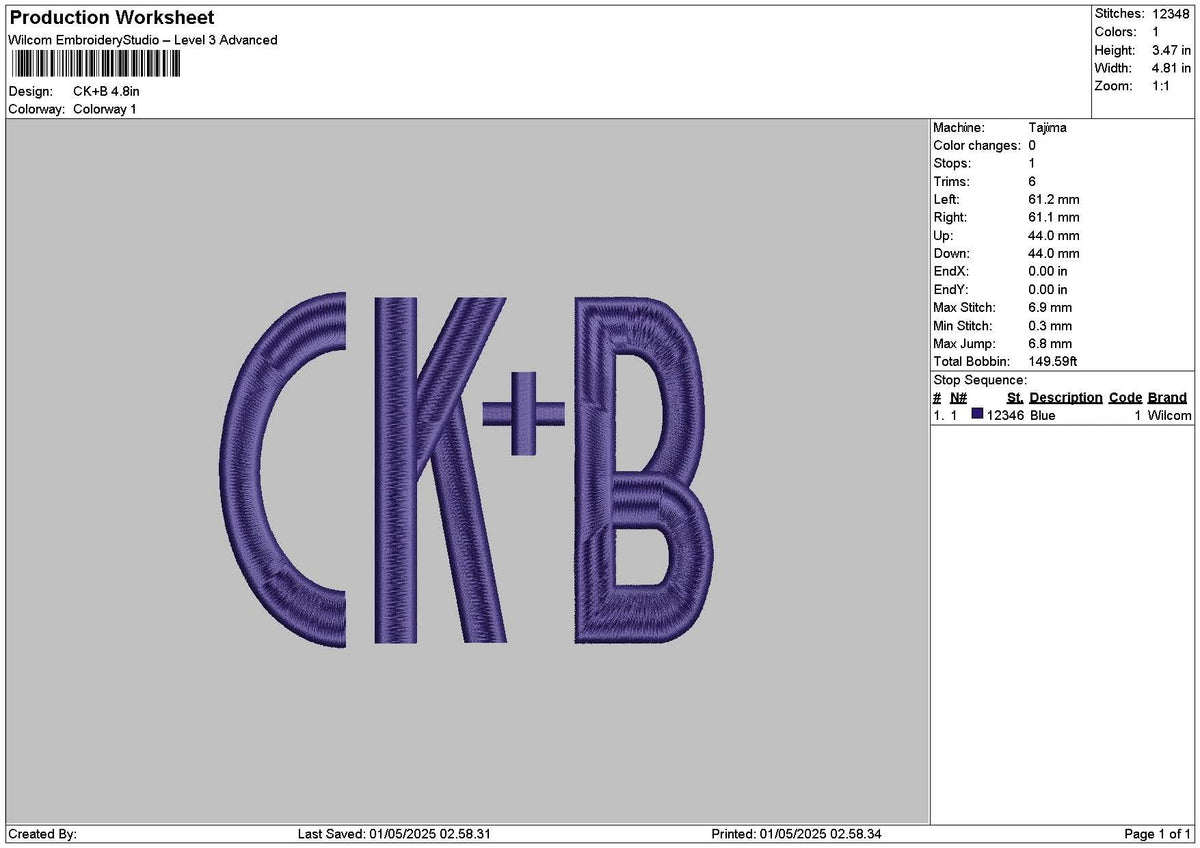 Ckbtext Embroidery File 6 sizes
