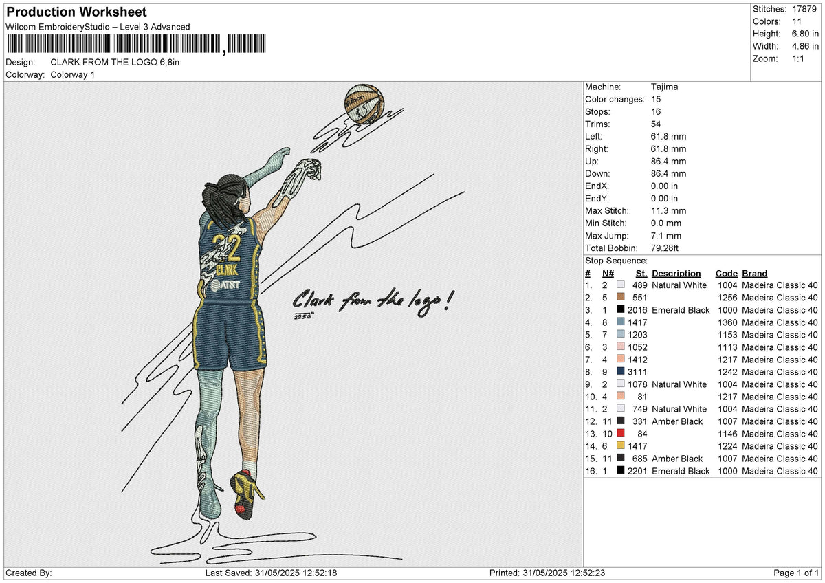 CLARK FROM THE LOGO Embroidery File 6 size