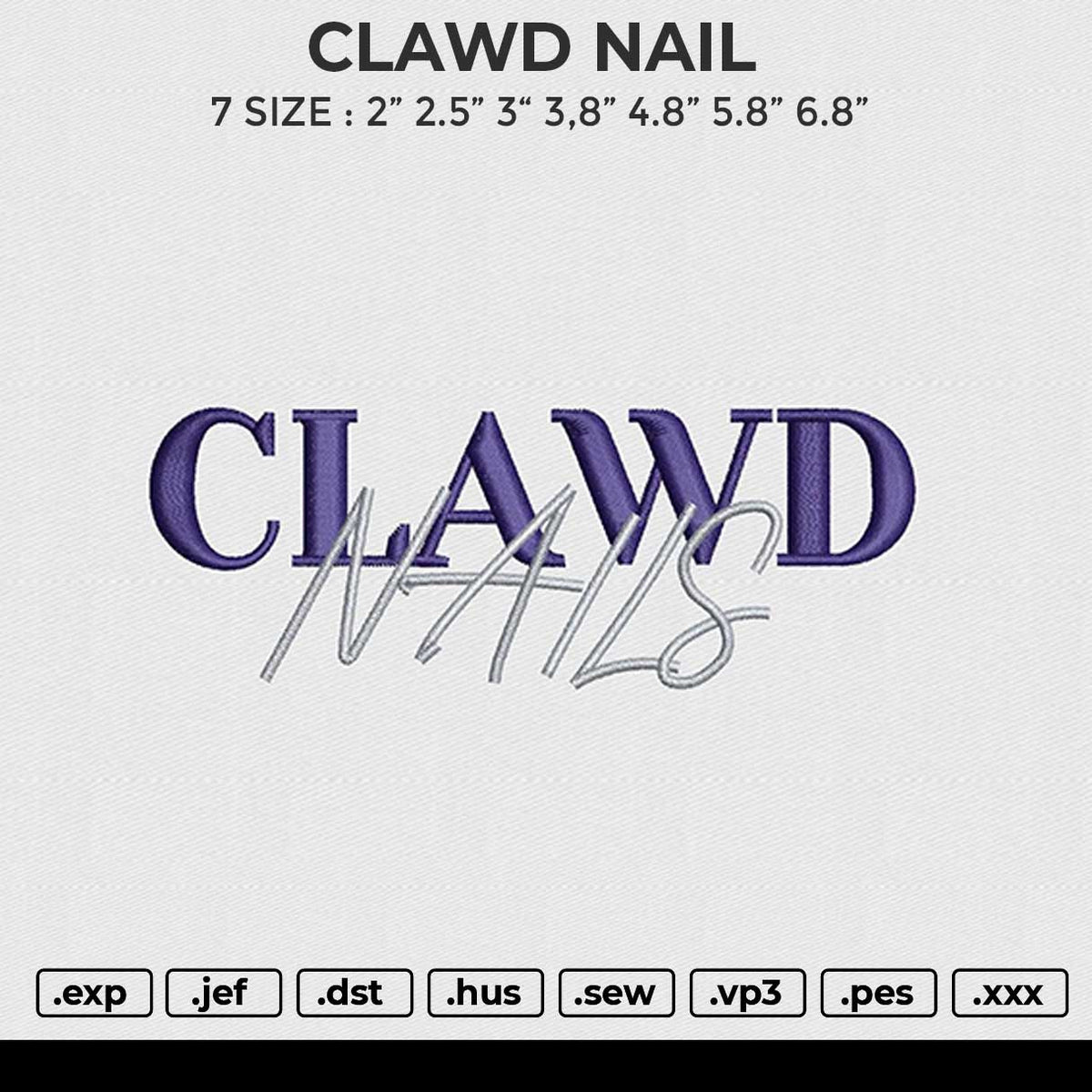 CLAWD NAIL Embroidery File 6 size