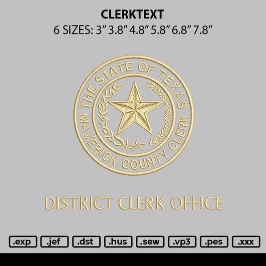 Clerktext Embroidery File 6 sizes