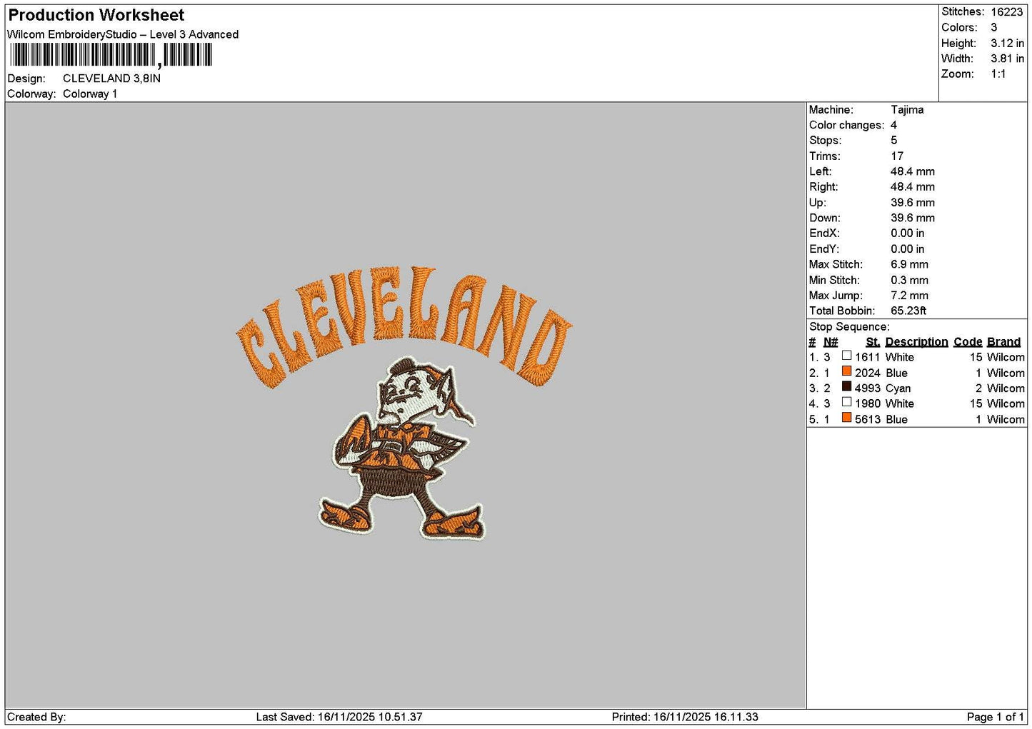 Clevelandtext Embroidery File 6 sizes