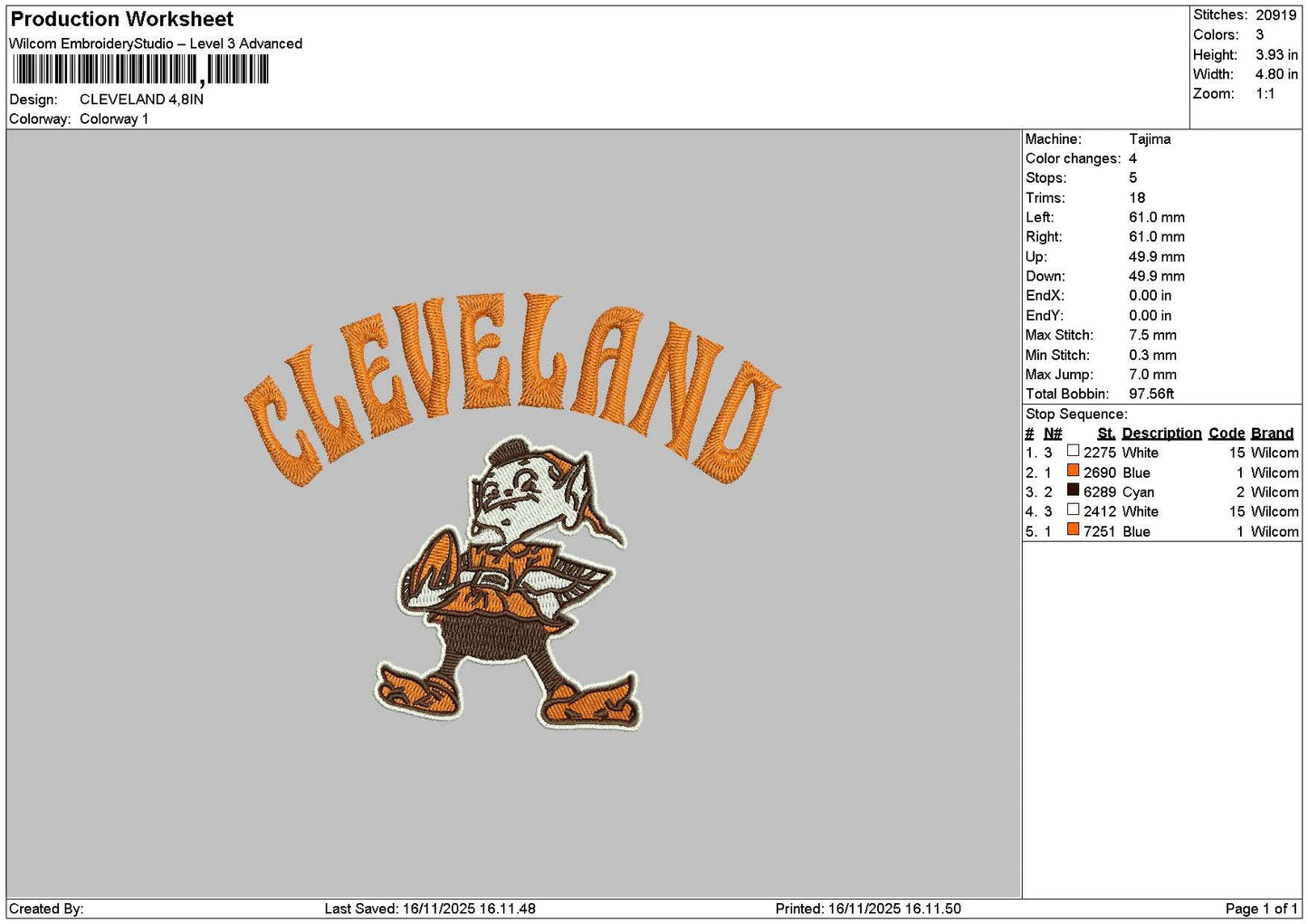 Clevelandtext Embroidery File 6 sizes