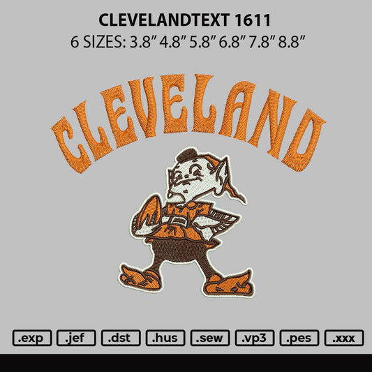 Clevelandtext Embroidery File 6 sizes