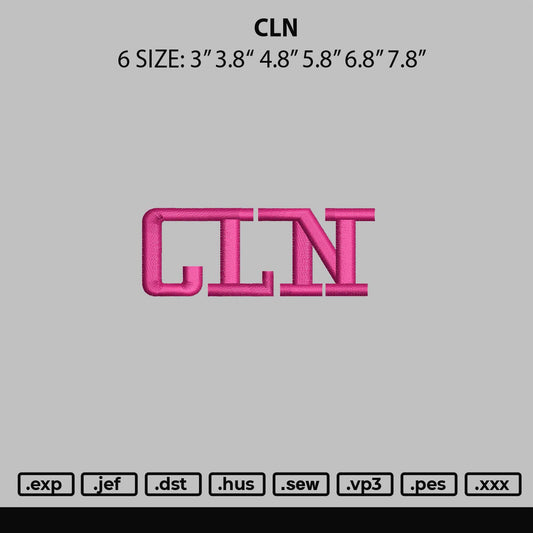Cln Text Embroidery File 6 sizes