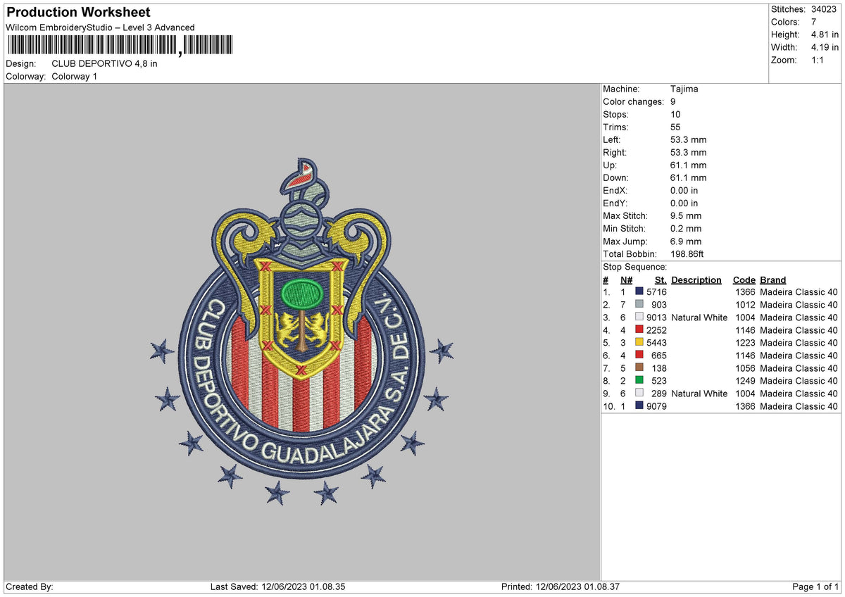 Club Deportivo Embroidery File 6 sizes