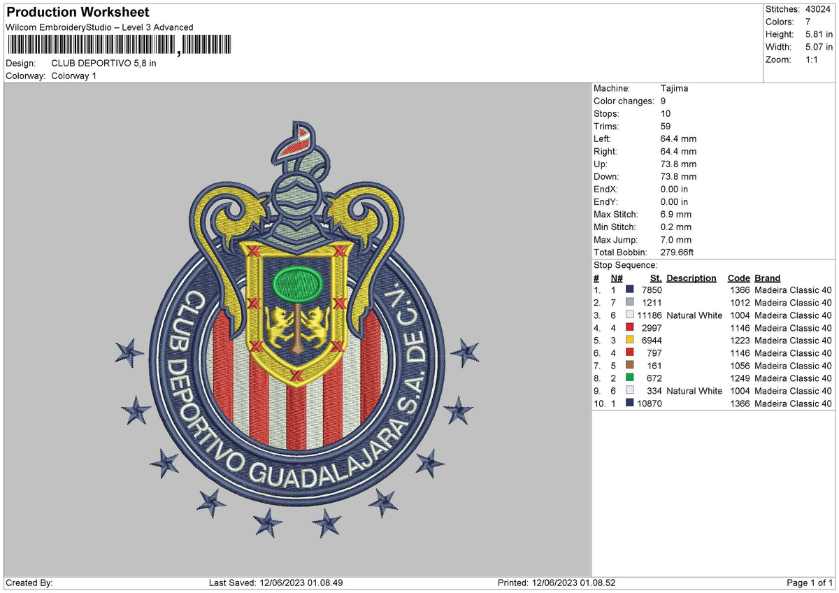 Club Deportivo Embroidery File 6 sizes