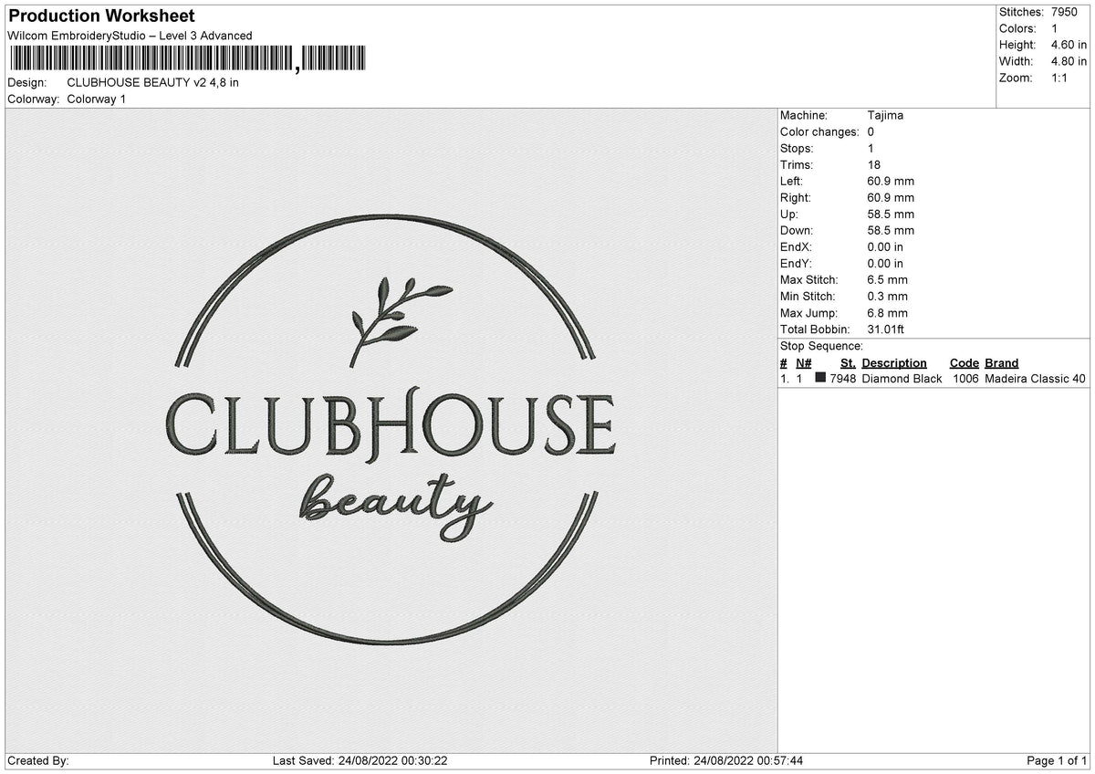CLUBHOUSE BEAUTY v2 Embroidery