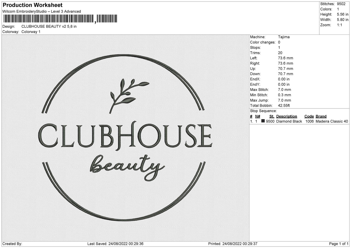 CLUBHOUSE BEAUTY v2 Embroidery