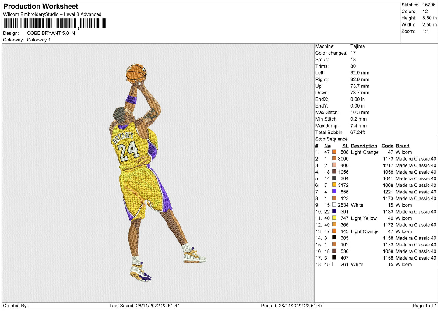 COBE BRYANT Embroidery