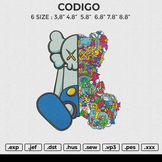 CODIGO Embroidery File 6 size