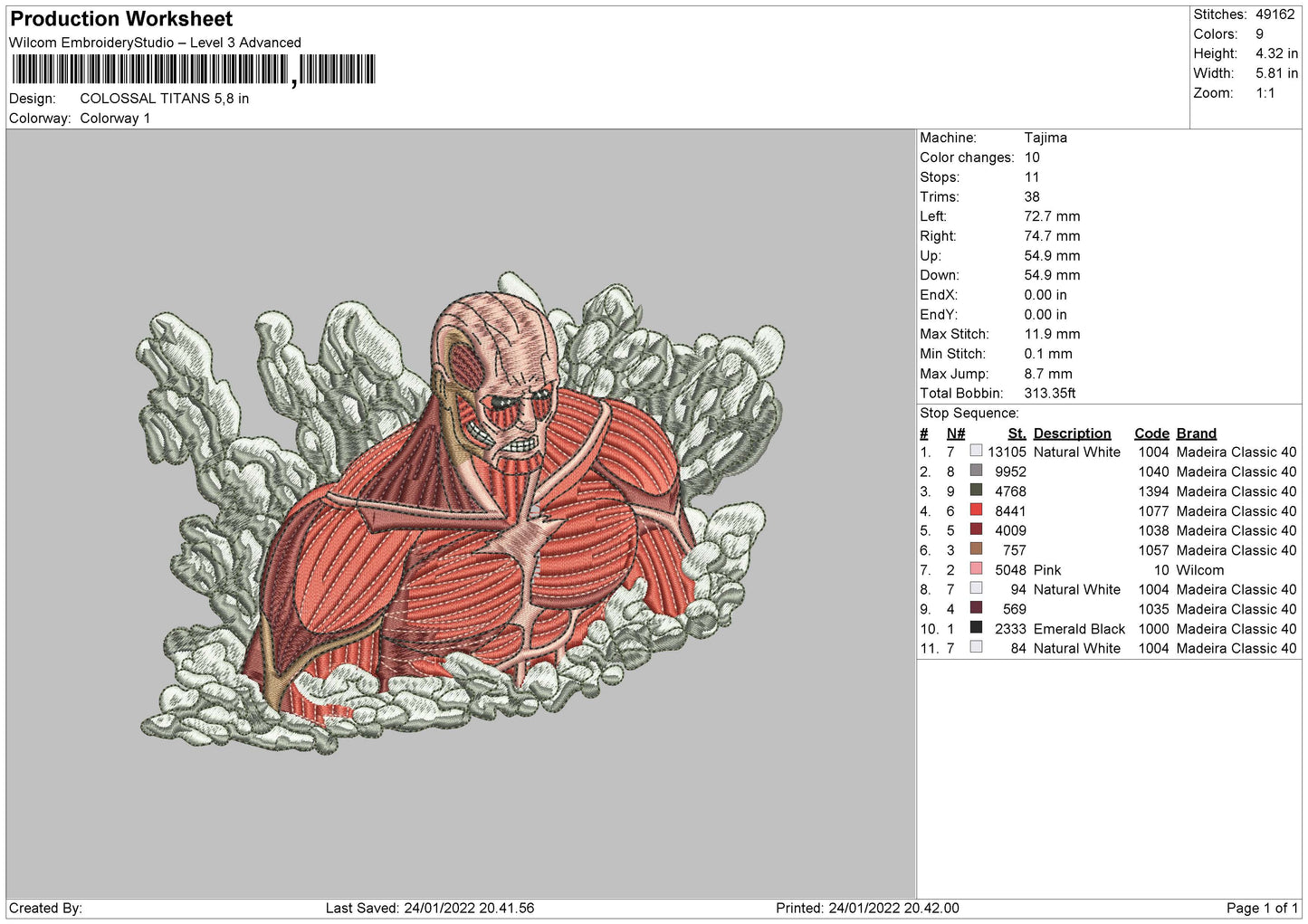 Colossal Titan Embroidery