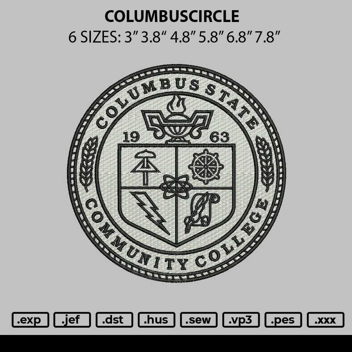 Columbuscircle Embroidery File 6 sizes