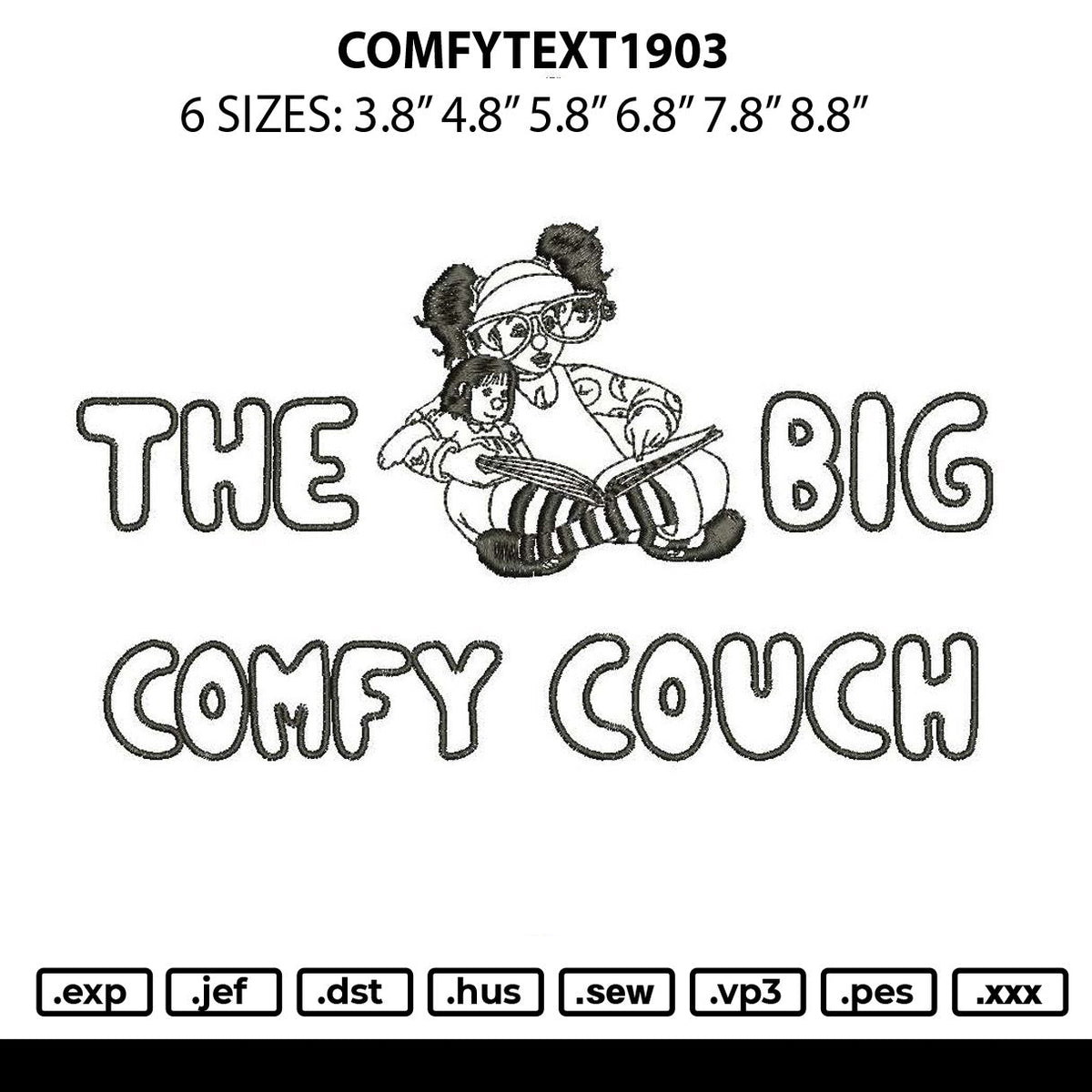 Comfytext 1903 Embroidery File 6 sizes