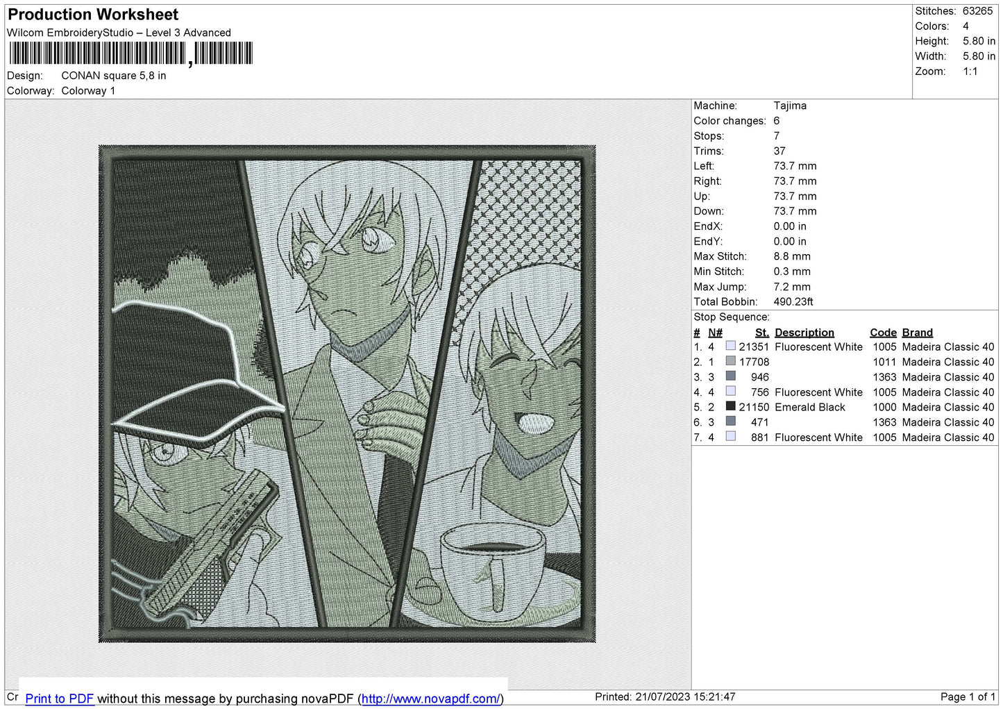 CONAN Square Embroidery File 6 size