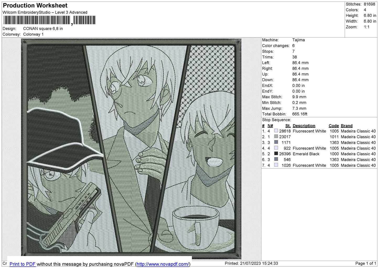 CONAN Square Embroidery File 6 size