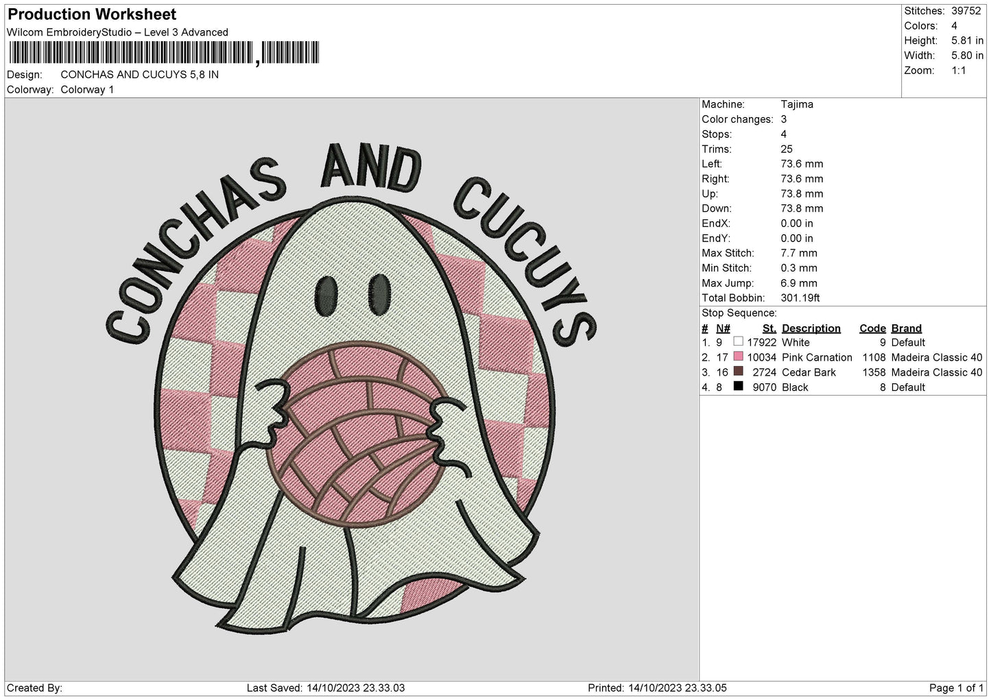Ghost Pink Embroidery File 6 sizes