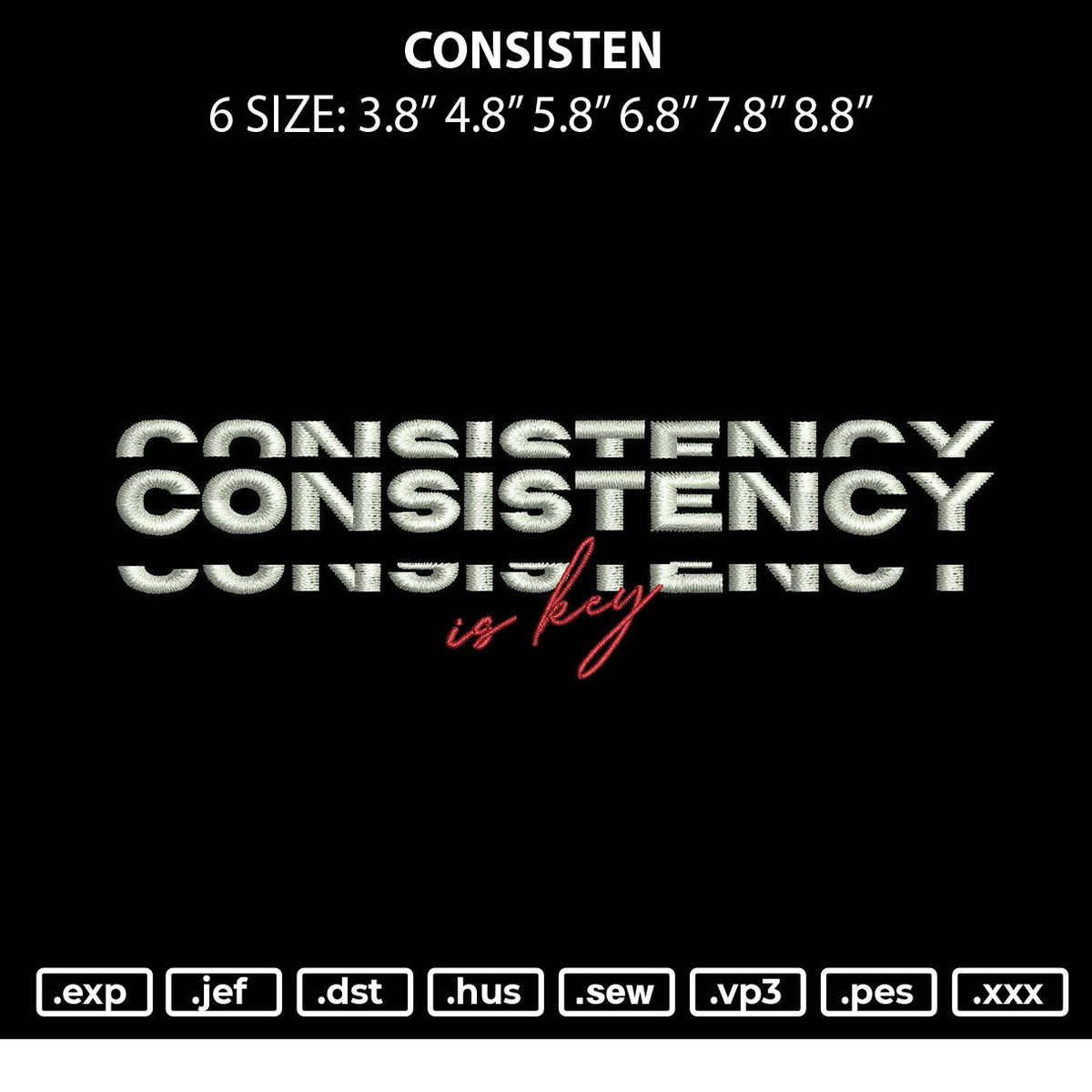 Consisten Embroidery File 6 sizes