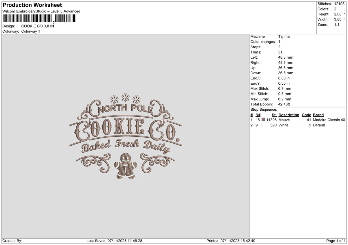 Cookie Xmas Embroidery File 6 sizes
