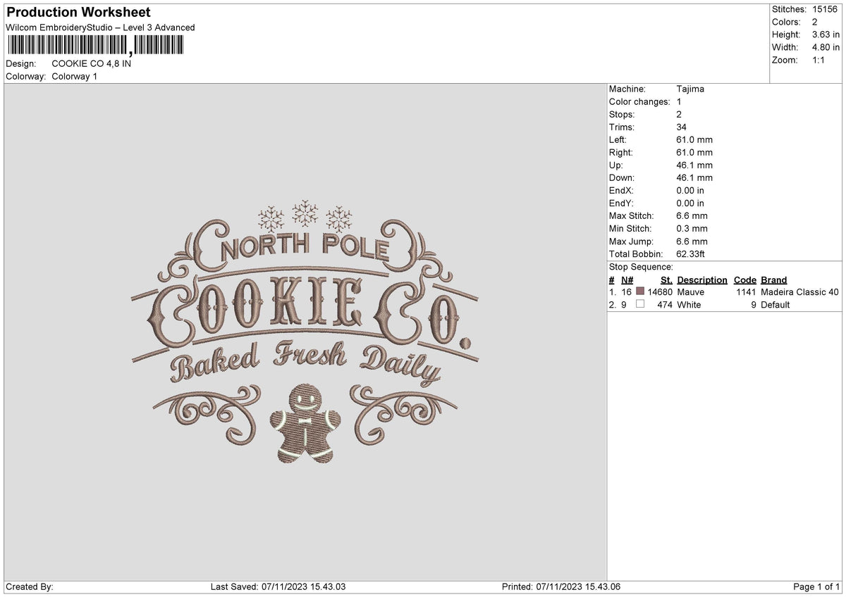 Cookie Xmas Embroidery File 6 sizes