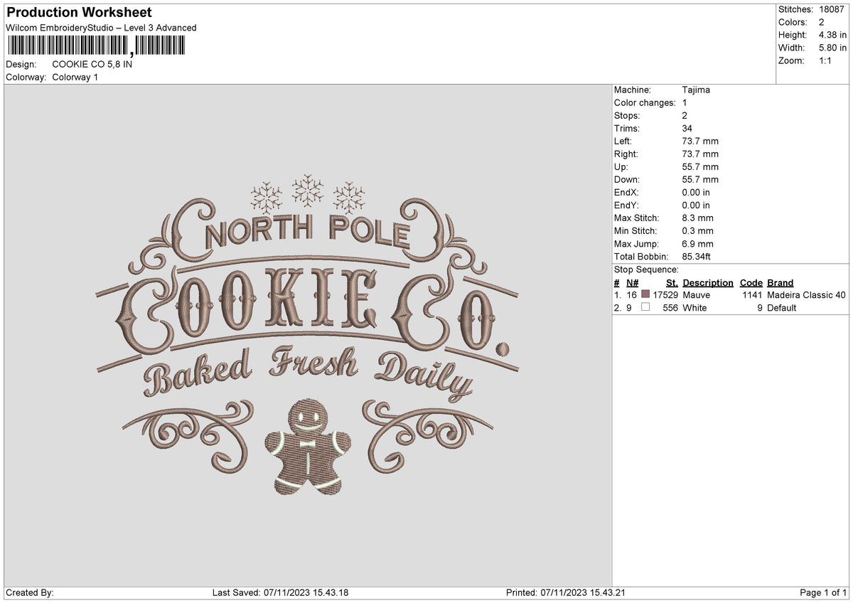 Cookie Xmas Embroidery File 6 sizes