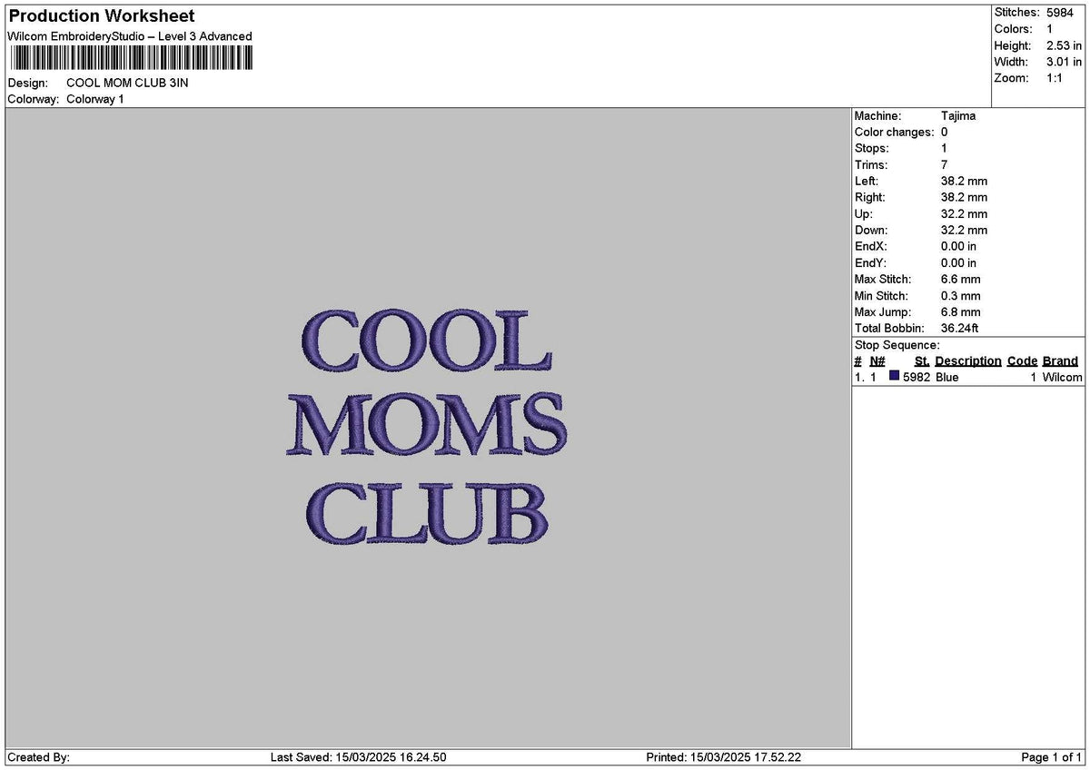 Momstext 1503 Embroidery File 6 sizes