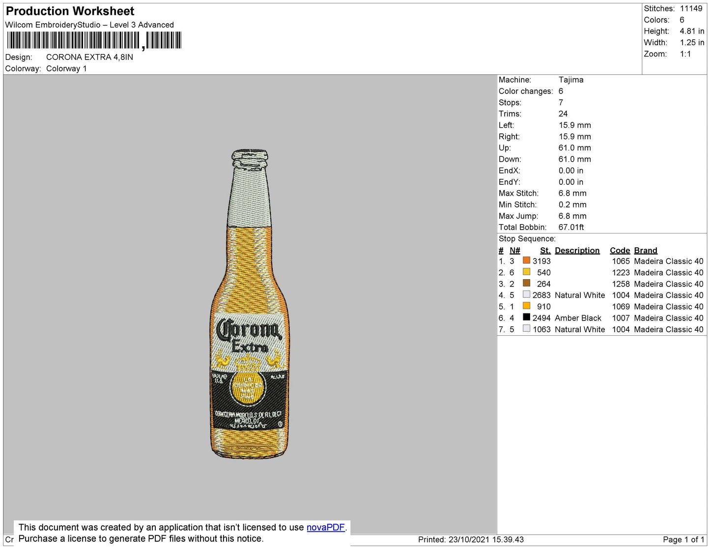 Corona Extra Embroidery