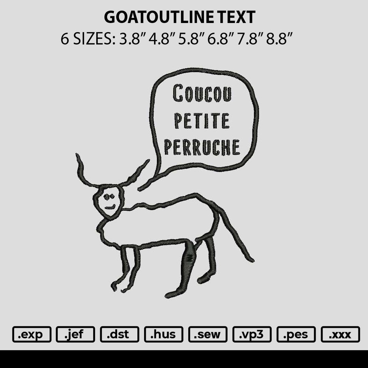Goatoutline Text Embroidery File 6 sizes