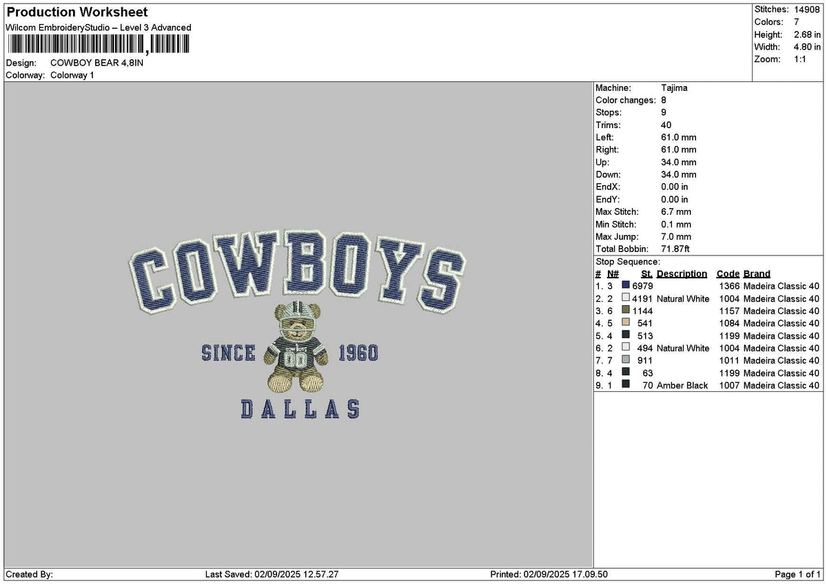 Cowboystext 0209 Embroidery File 6 sizes
