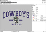 Cowboys Kitty Embroidery File 6 sizes
