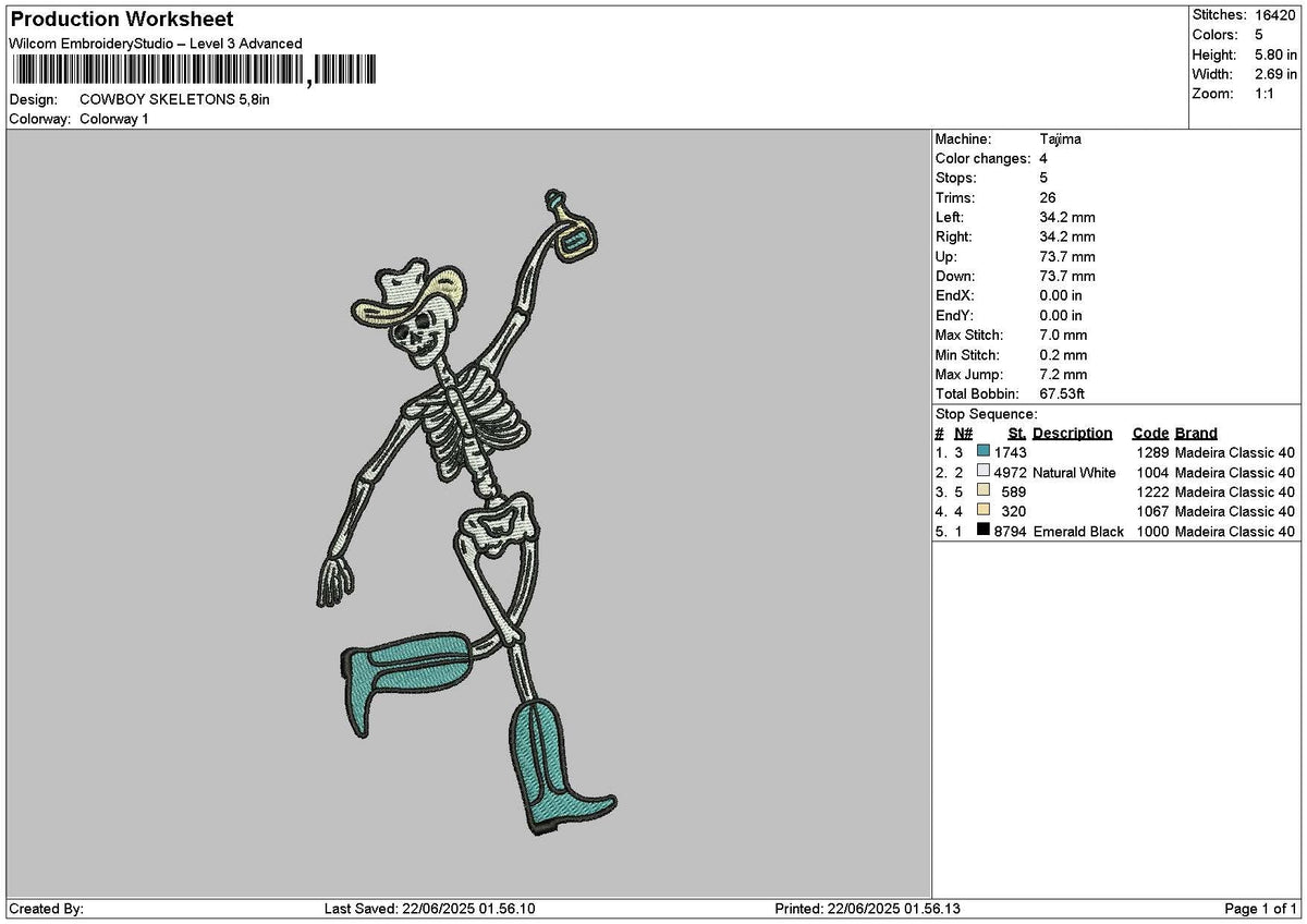Cowboy Skeletons 03 Embroidery File 6 sizes