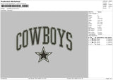 Cowboys Star Embroidery File 6 sizes