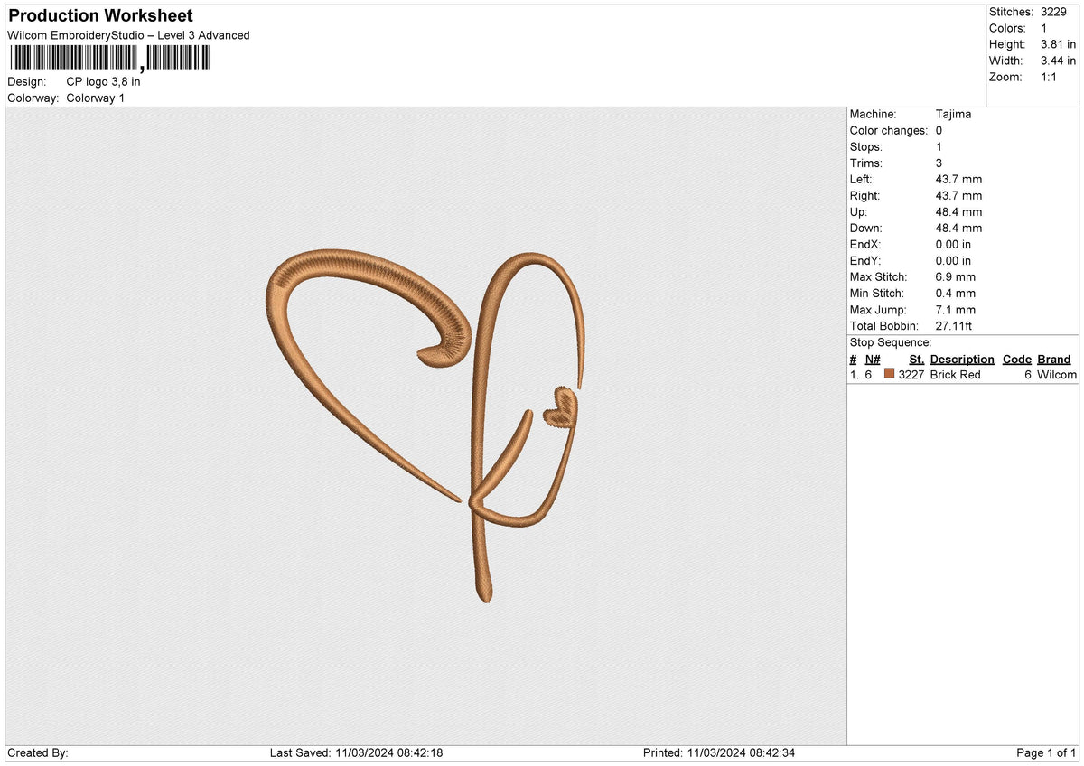 CP logo Embroidery File 6 size