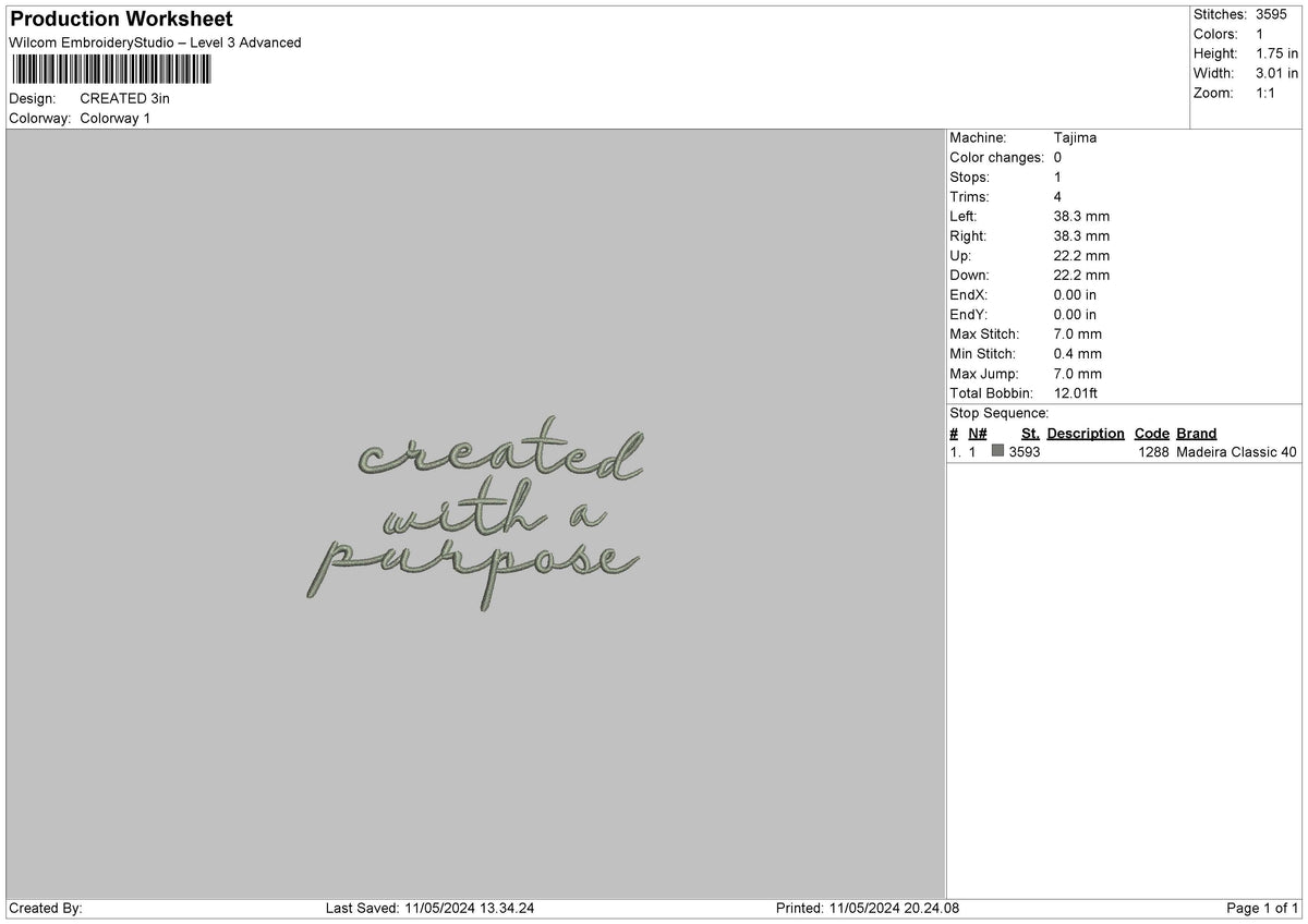 Createdtext Embroidery File 6 sizes