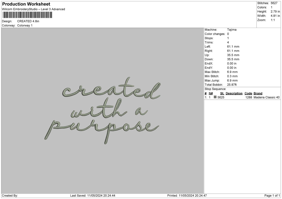 Createdtext Embroidery File 6 sizes
