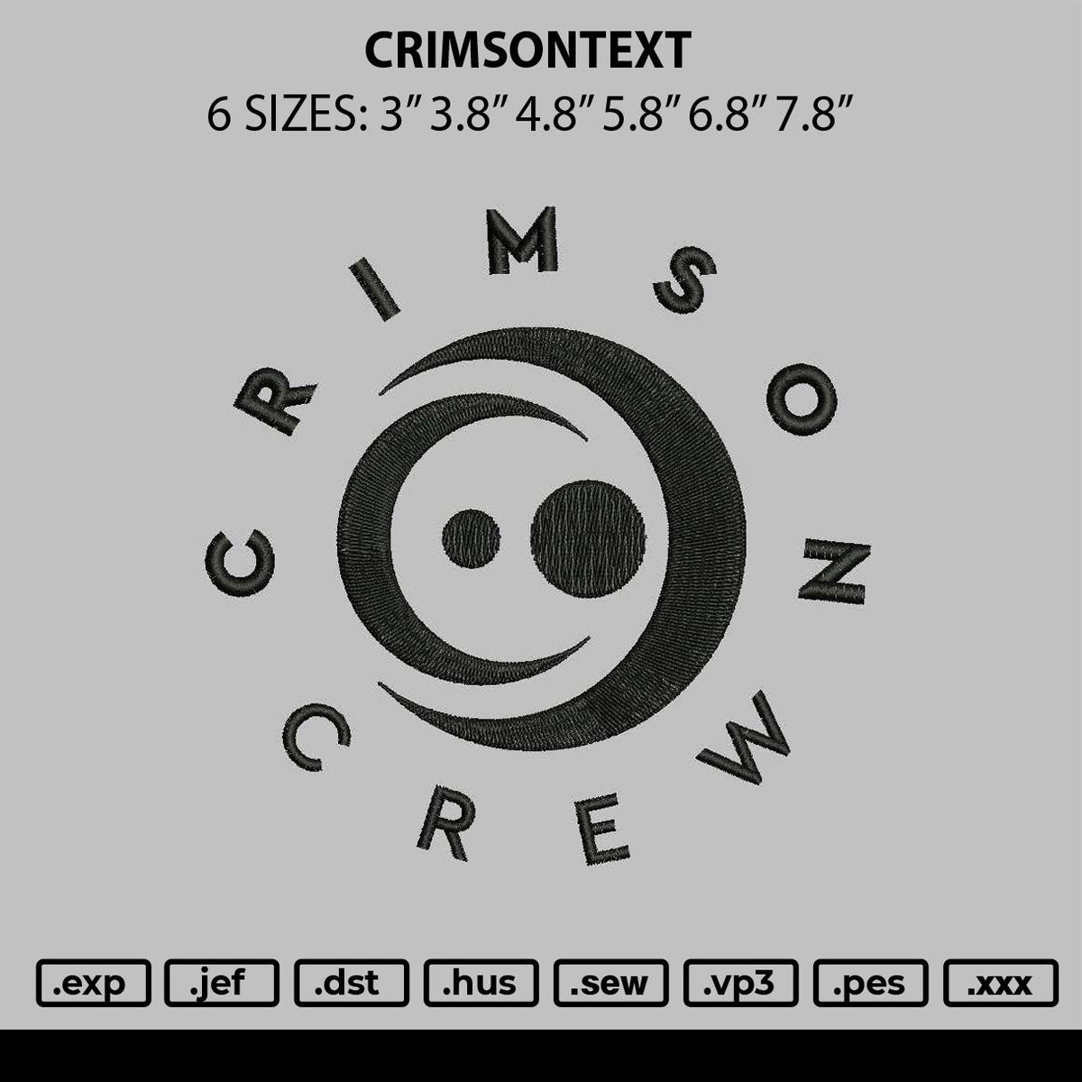 Crimsontext Embroidery File 6 sizes