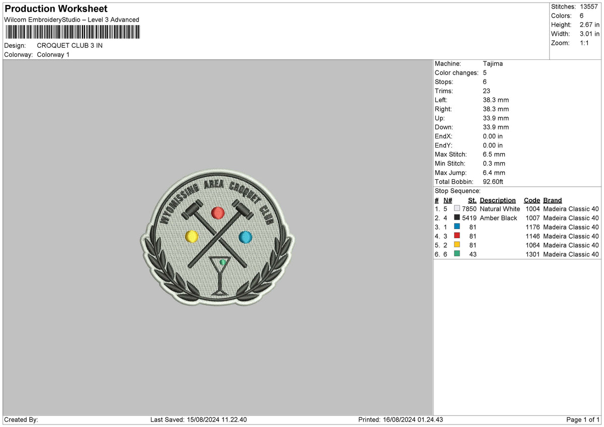 Club Circle 1608 Embroidery File 6 sizes