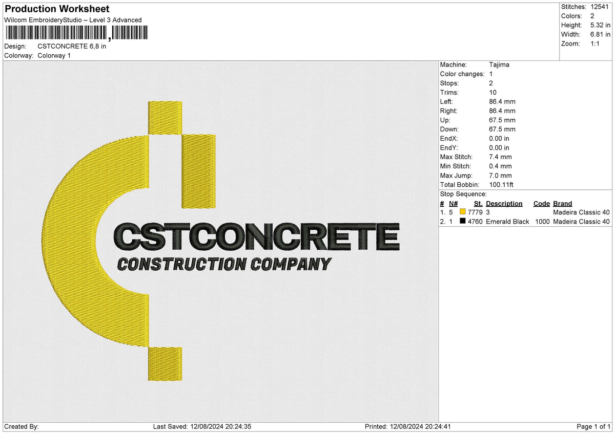CSTCONCRETE Embroidery File 6 size