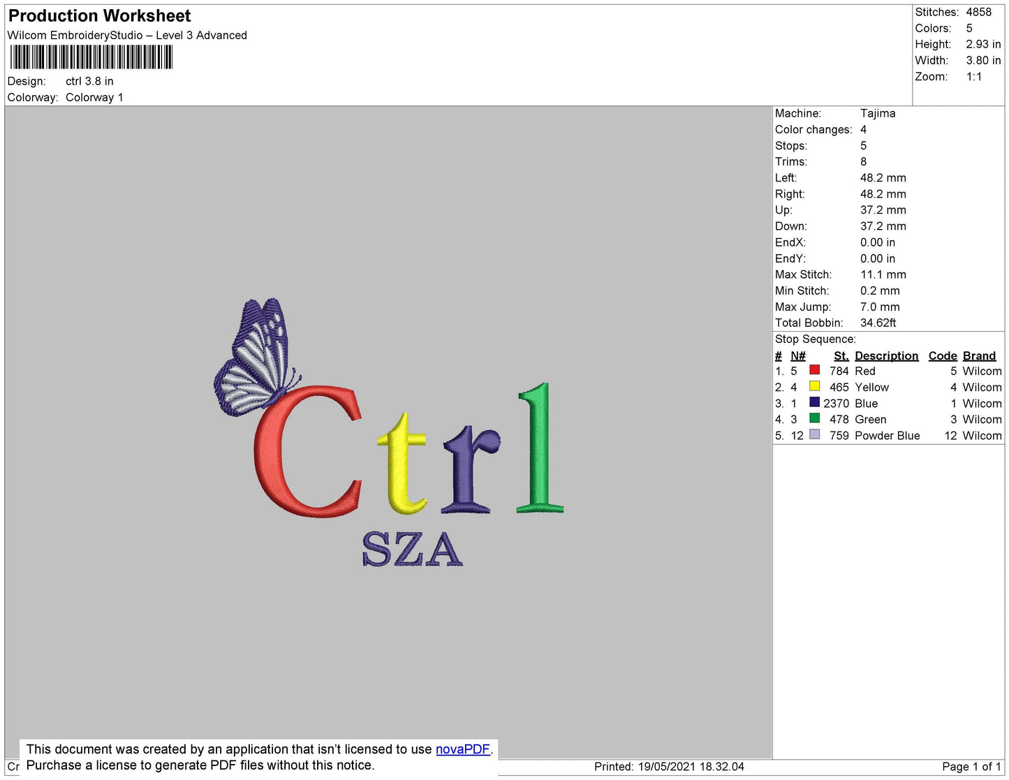 CTRL SZA Embroidery File 6 size